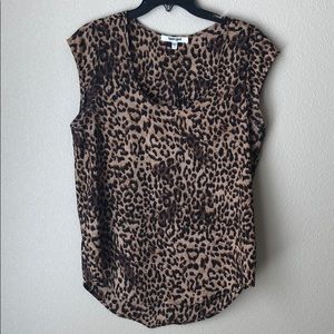 Leopard print cap sleeve blouse